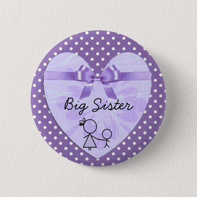 Macaron Rond 5 Cm Bouton Pointe Polka Grande Soeur Purple et Lavande (Devant)
