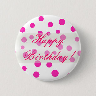 Macaron Rond 5 Cm Bouton Pointe Polka Joyeux Anniversaire