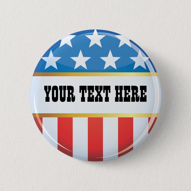 Macaron Rond 5 Cm Bouton politique de drapeau des Etats-Unis (Devant)
