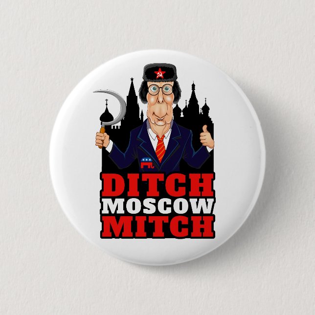 Macaron Rond 5 Cm Bouton politique de Moscou Mitch McConnell (Devant)