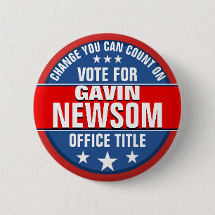 Macaron Rond 5 Cm Bouton politique Gavin Newsom