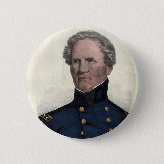 Macaron Rond 5 Cm Bouton Portrait de Winfield Scott (Devant)