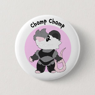 Macaron Rond 5 Cm Bouton Possum de pomme Silly Chomp, Anthropomorphi