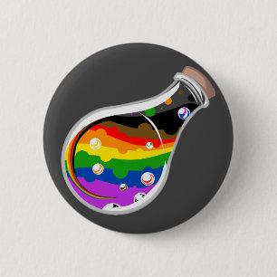 Macaron Rond 5 Cm Bouton Potion de la fierté arc-en-ciel