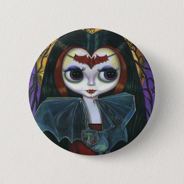 Macaron Rond 5 Cm Bouton poupée Vampire (Devant)