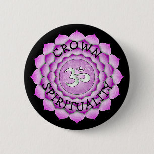 Macaron Rond 5 Cm Bouton POURPRE de Chakra de Chi de SPIRITUALITÉ d