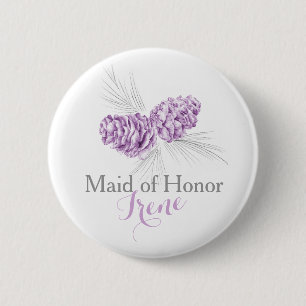 Macaron Rond 5 Cm Bouton pourpre de goupille de mariage de cône de