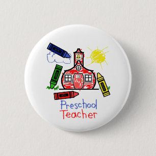 Macaron Rond 5 Cm Bouton préscolaire de professeur - école et