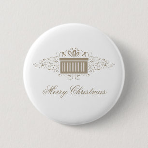 Macaron Rond 5 Cm Bouton Présent Les Fêtes, Latte