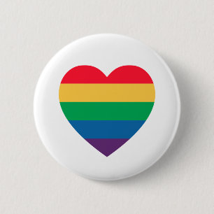 Macaron Rond 5 Cm Bouton Pride Coeur arc-en-ciel