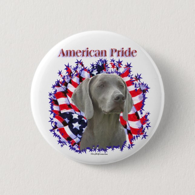 Macaron Rond 5 Cm Bouton Pride Weimeraner (Devant)