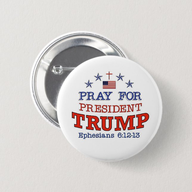 Macaron Rond 5 Cm Bouton PRIER POUR TRUMP (Devant & derrière)