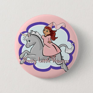 Macaron Rond 5 Cm Bouton Princesse et licorne