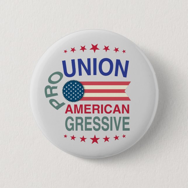 Macaron Rond 5 Cm Bouton Pro Union, America et Gressive (Devant)