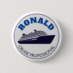 Macaron Rond 5 Cm Bouton professionnel de croisière Nom cadeau
