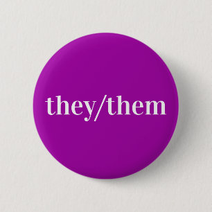 Macaron Rond 5 Cm Bouton Pronoun Blanc Violet Violet Ils/Eux