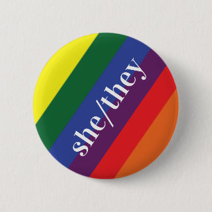Macaron Rond 5 Cm Bouton Pronoun de la Fierté arc-en-ciel LGBT