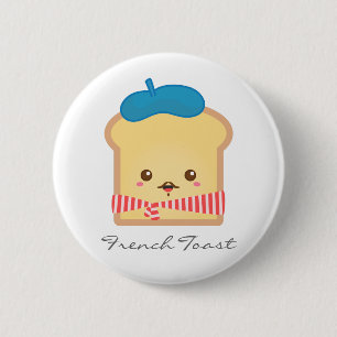 Macaron Rond 5 Cm Bouton pun avec pain perdu mignon et heureux