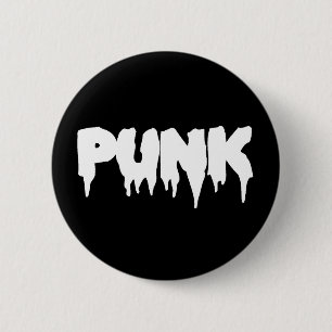 Macaron Rond 5 Cm Bouton "Punk" noir et blanc
