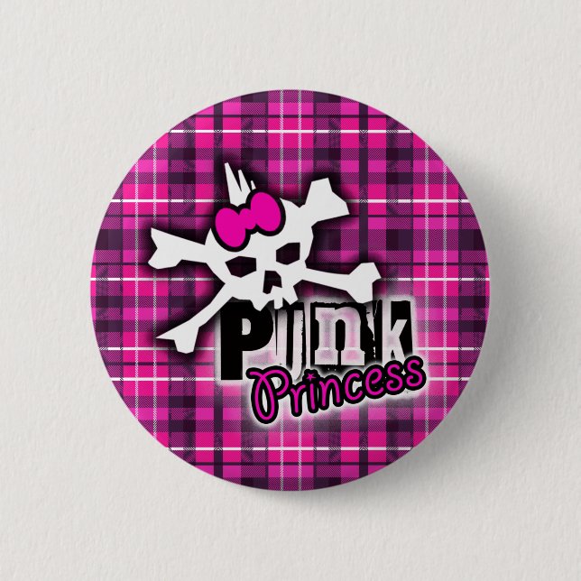 Macaron Rond 5 Cm Bouton Punk Princess (Devant)