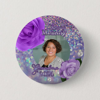 Macaron Rond 5 Cm Bouton Purple Memorial pour grand-mère
