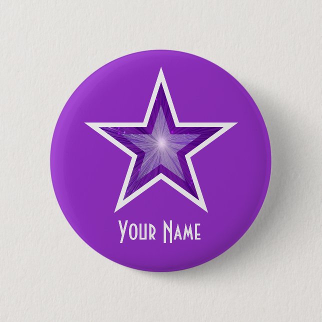 Macaron Rond 5 Cm Bouton Purple Star 'Your Name' violet (Devant)