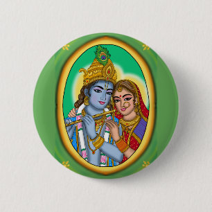 Macaron Rond 5 Cm Bouton Radha Krishna
