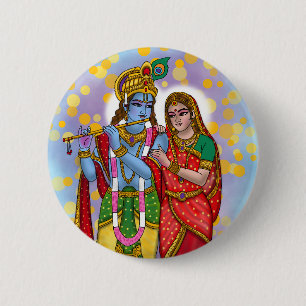 Macaron Rond 5 Cm Bouton Radha Krishna
