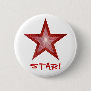 Macaron Rond 5 Cm Bouton Red Star 'STAR' blanc