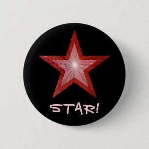 Macaron Rond 5 Cm Bouton Red Star 'STAR' en noir
