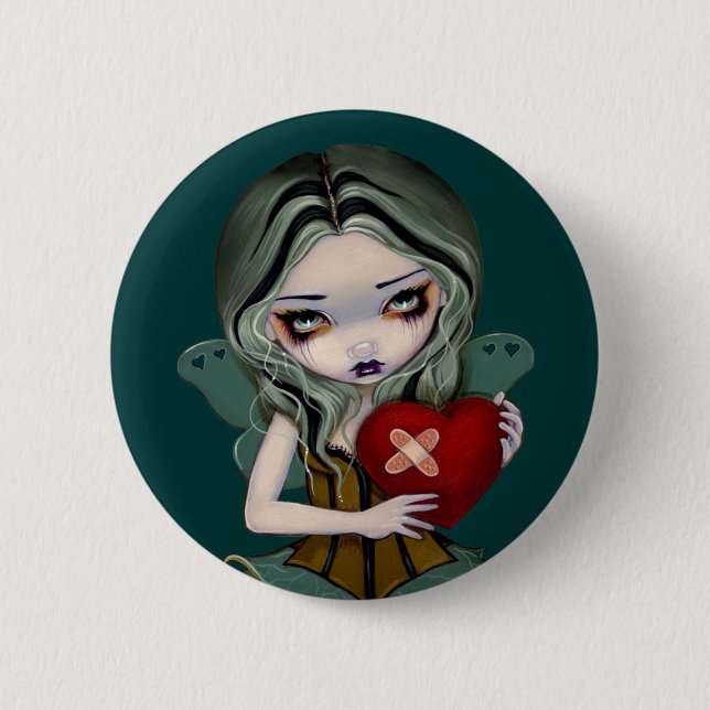 Macaron Rond 5 Cm Bouton "réparant coeur brisé" (Devant)