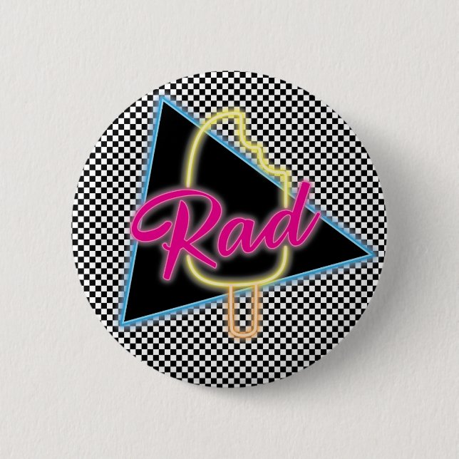 Macaron Rond 5 Cm Bouton Retro Neon Rad Popsicle (Devant)