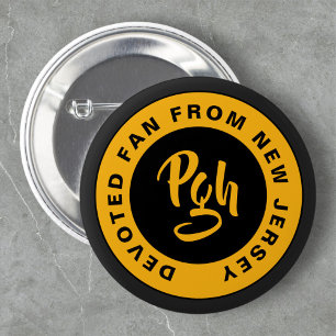 Macaron Rond 5 Cm Bouton Retro Or Noir Personnalisé De Brûlure