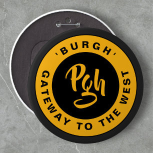 Macaron Rond 5 Cm Bouton Retro Or Noir Personnalisé Pgh Yinzer
