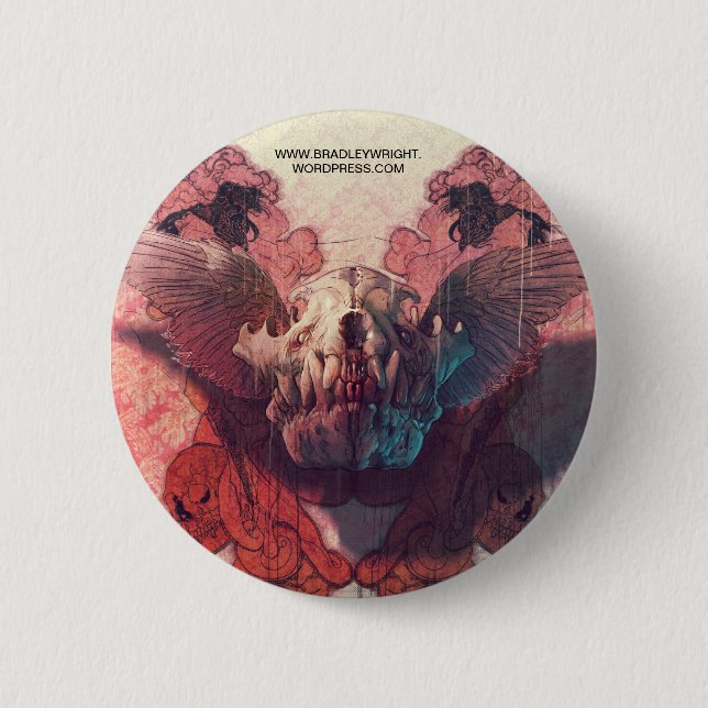 Macaron Rond 5 Cm Bouton riant de crâne (Devant)