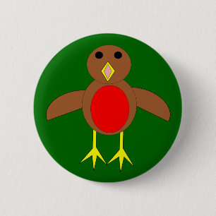 Macaron Rond 5 Cm Bouton Robin de Noël