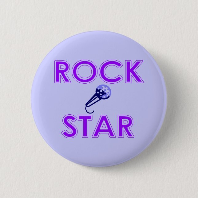 Macaron Rond 5 Cm Bouton Rock Star (Devant)