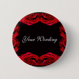 Macaron Rond 5 Cm Bouton romantique de roses rouges (customisez