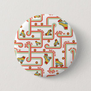 Macaron Rond 5 Cm Bouton rond à motif de patin à roulettes rétro