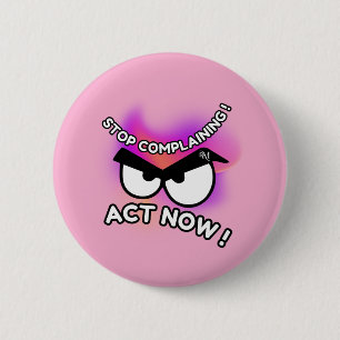 Macaron Rond 5 Cm Bouton rond : Agir maintenant (rose)