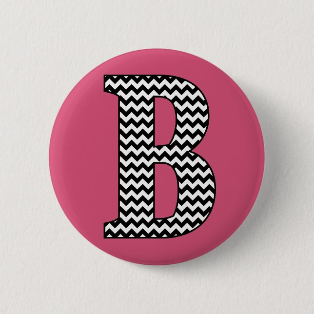 Macaron Rond 5 Cm Bouton rond "B" noir et blanc (Devant)