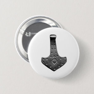 Macaron Rond 5 Cm Bouton rond blanc Marteau de Thor en acier