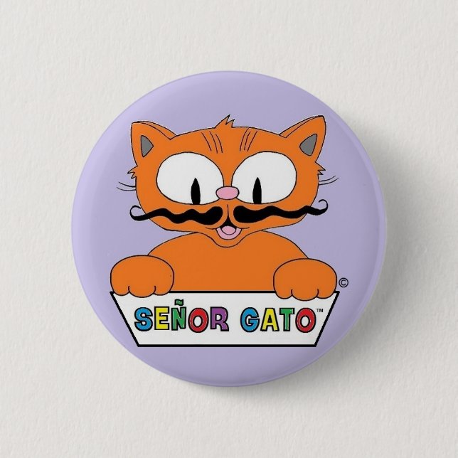 Macaron Rond 5 Cm Bouton rond Cat Senor Gato de la Moustache de dess (Devant)