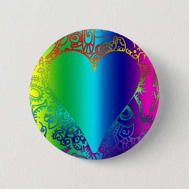 Macaron Rond 5 Cm Bouton rond Coeur de style ethnique (Devant)