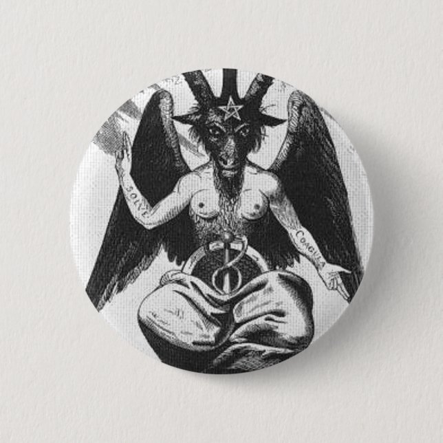 Macaron Rond 5 Cm Bouton rond de Baphomet (Devant)
