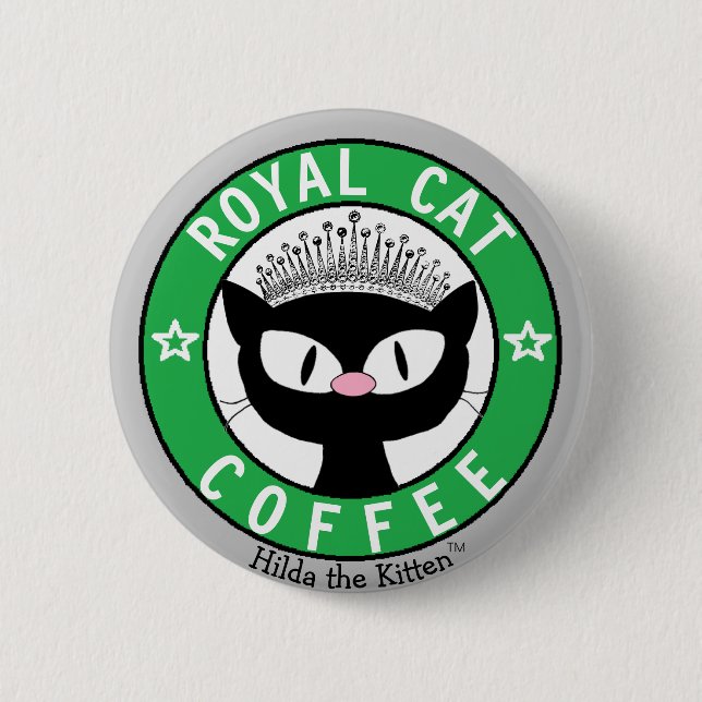 Macaron Rond 5 Cm Bouton rond de chat noir CAFÉ ROYAL CAT (Devant)