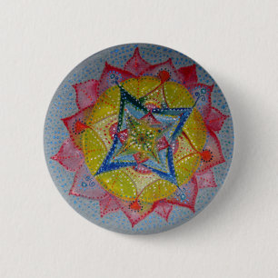 Macaron Rond 5 Cm Bouton rond de l'étoile peinte à la main Mandala