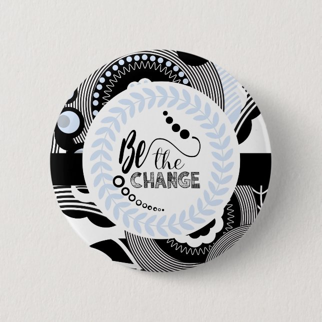Macaron Rond 5 Cm Bouton rond de motivation noir et blanc (Devant)