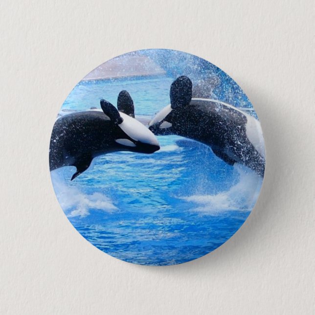 Macaron Rond 5 Cm Bouton rond de photo de baleine (Devant)