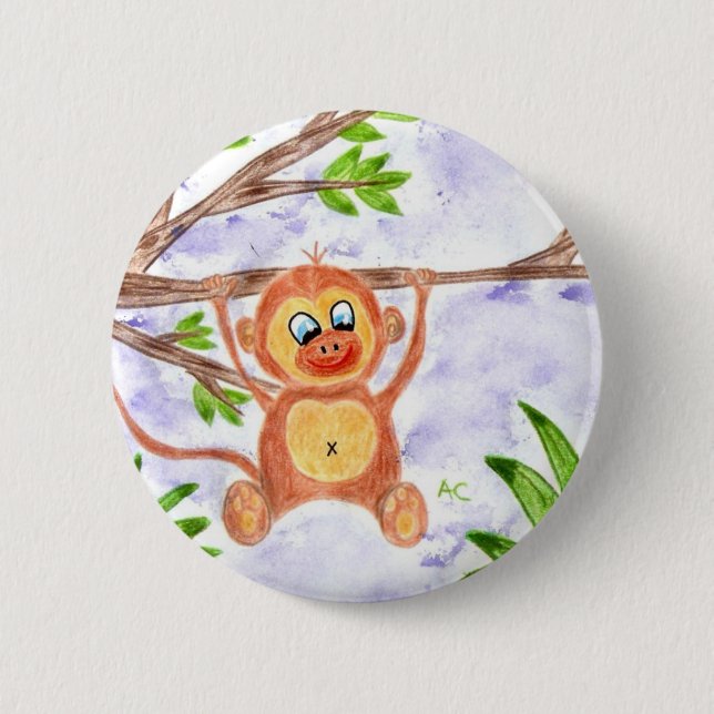 Macaron Rond 5 Cm Bouton rond de singe Jungle (Devant)